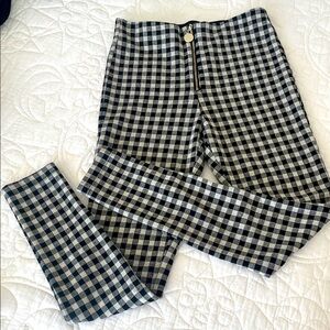 Zara flax/black stretchy checkered pants
